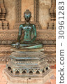 ancient sitting Buddha in Vientiane, Laos 30961283