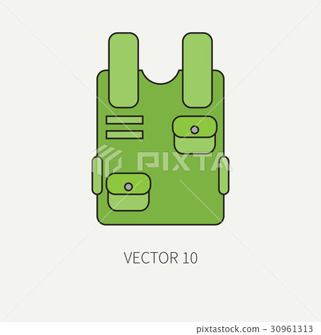 Line flat color vector military icon bulletproof Line flat color vector military icon bulletproof 30961313