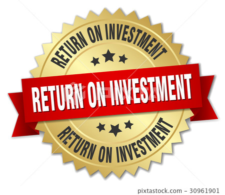 return on investment round isolated gold badge 30961901