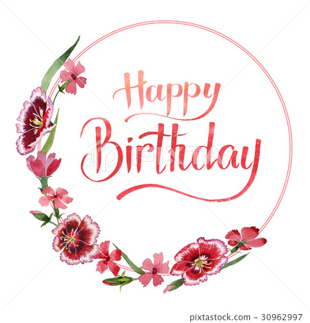 Wildflower carnation flower frame in a watercolor 30962997