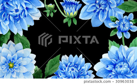 Wedding invitation DiY template blue dahila Wedding invitation DiY template blue dahila 30963038