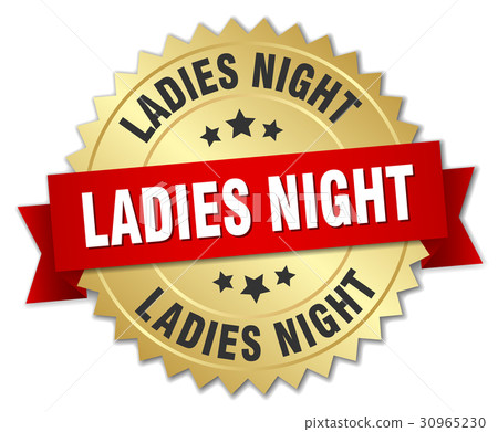 ladies night round isolated gold badge 30965230