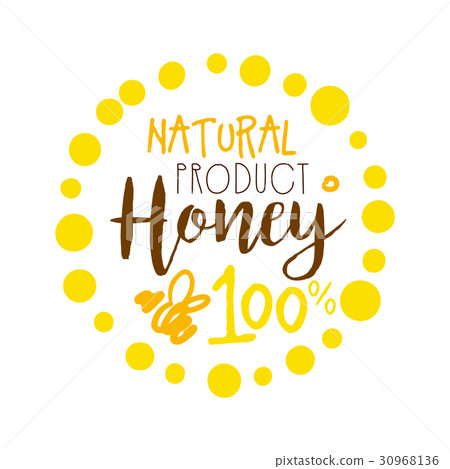 Honey natural product, 100 percent logo. Colorful 30968136