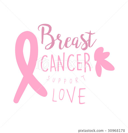 Breast cancer support love label. Hand drawn 30968178