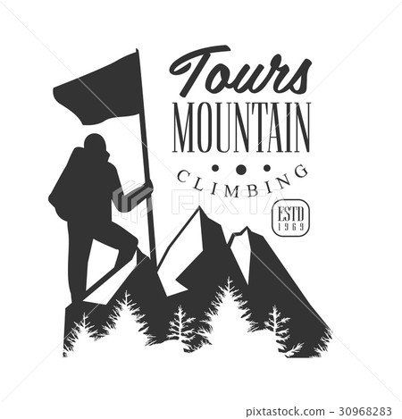 Mountain climbing tours logo. Mountain tourism Mountain climbing tours logo. Mountain tourism 30968283