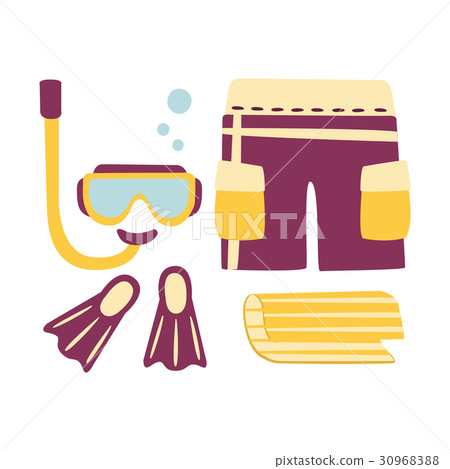 Shorts, fins, snorkel and mask for diving 30968388