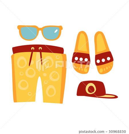 Slippers, shorts, sun glasses and cap in red and 30968830