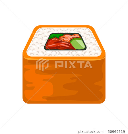 Seafood sushi roll with salmon, traditional 30969319