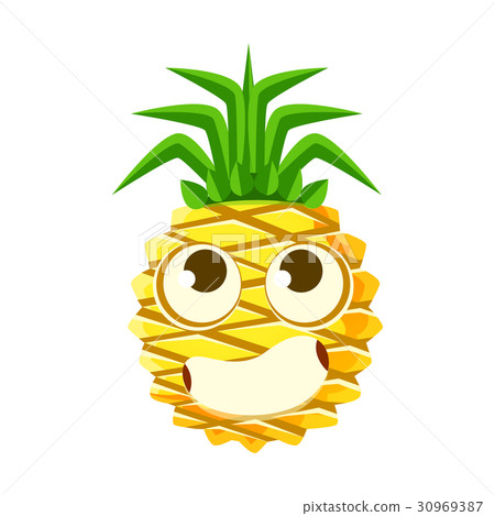 Bewildered pineapple face with big eyes. Cute 30969387
