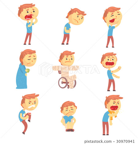 Sick men set of people with pain and diseases Sick men set of people with pain and diseases 30970941