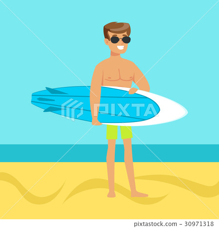 Surfer walking on the beach with surfboard Surfer walking on the beach with surfboard 30971318