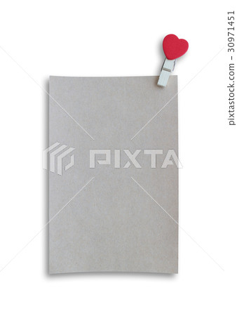 clothespin with heart design and brown paper sheet clothespin with heart design and brown paper sheet 30971451