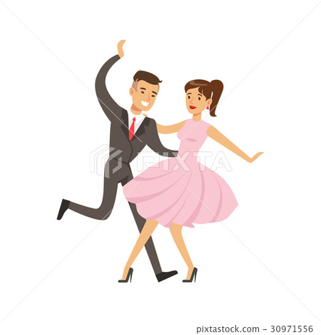 Young couple dancing boogie woogie dance colorful 30971556