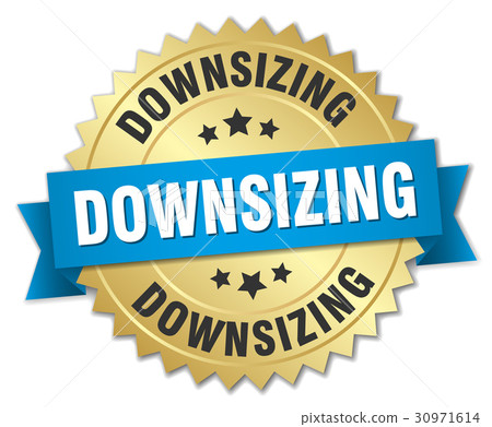 downsizing round isolated gold badge downsizing round isolated gold badge 30971614