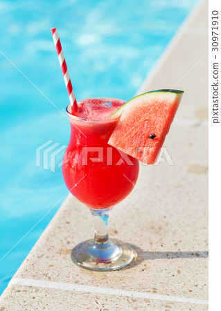 Glass fresh watermelon smoothie juice drink border Glass fresh watermelon smoothie juice drink border 30971910
