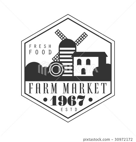 Farm market estd 1967 logo. Black and white retro 30972172
