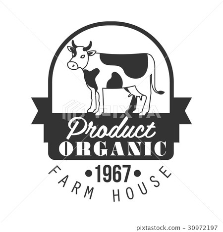 Organic product farm house logo. Black and white Organic product farm house logo. Black and white 30972197
