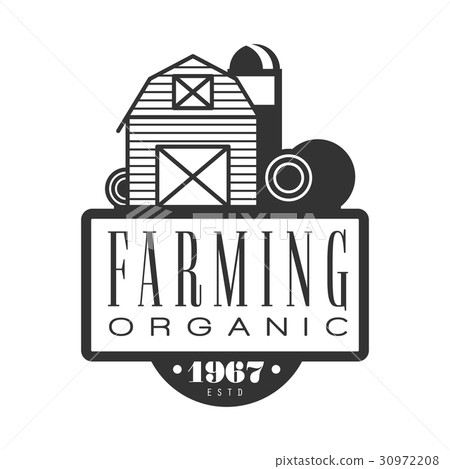 Farming organic estd 1967 logo. Black and white 30972208
