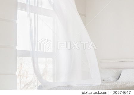 Abstract white waving curtain 30974647