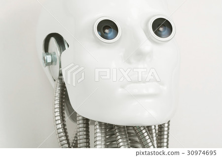 Close-up of humanoid robot head Close-up of humanoid robot head 30974695