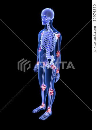 Joint pain. Blue Human Anatomy Body and Skeleton 30974850