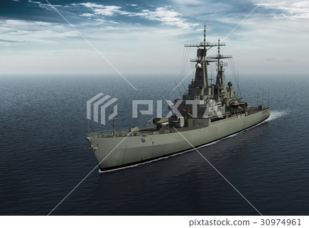 Modern Warship In The High Seas 30974961