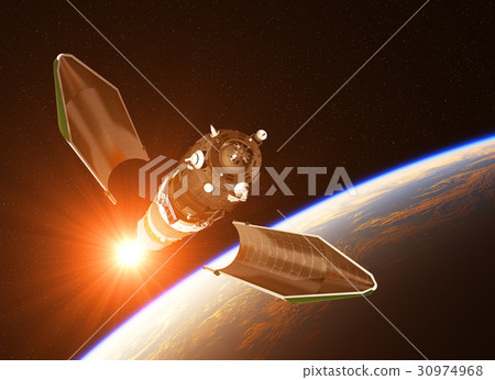 Launch Of Cargo Spacecraft On Background Of Rising 30974968