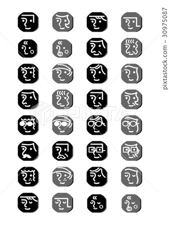 Simple person's face icon set 30975087