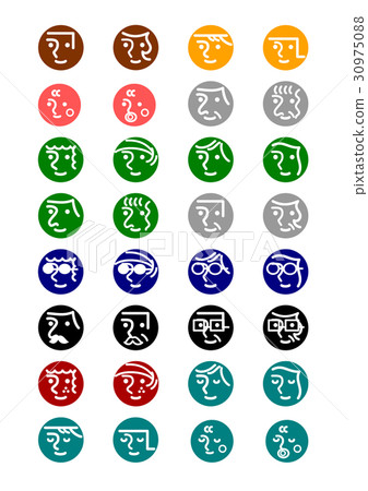 Simple person's face icon set 30975088