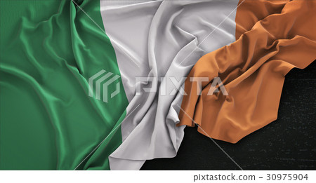 Ireland Flag Wrinkled On Dark Background 3D Render 30975904