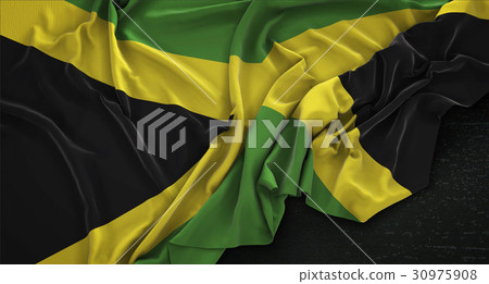 Jamaica Flag Wrinkled On Dark Background 3D Render Jamaica Flag Wrinkled On Dark Background 3D Render 30975908