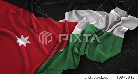 Jordan Flag Wrinkled On Dark Background 3D Render 30975912