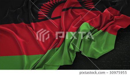 Malawi Flag Wrinkled On Dark Background 3D Render 30975955