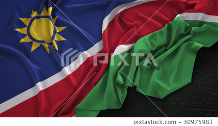 Namibia Flag Wrinkled On Dark Background 3D Render 30975981