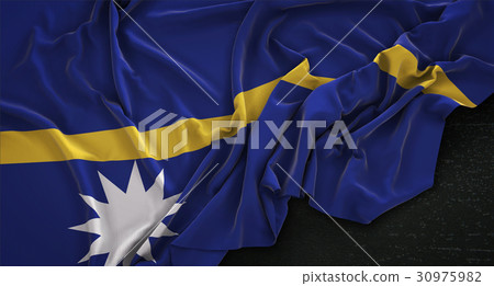 Nauru Flag Wrinkled On Dark Background 3D Render 30975982