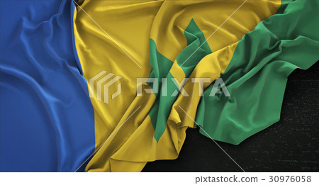 Saint Vincent and the Grenadines Flag Wrinkled Saint Vincent and the Grenadines Flag Wrinkled 30976058