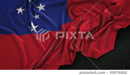 Samoa Flag Wrinkled On Dark Background 3D Render 30976068