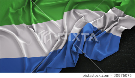 Sierra Leone Flag Wrinkled On Dark Background 30976075