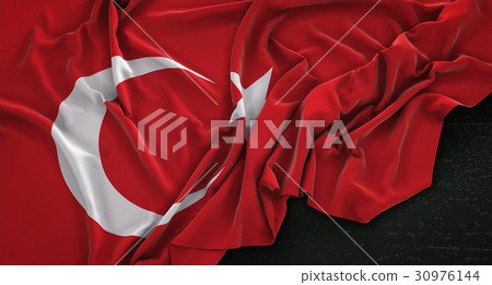 Turkey Flag Wrinkled On Dark Background 3D Render 30976144