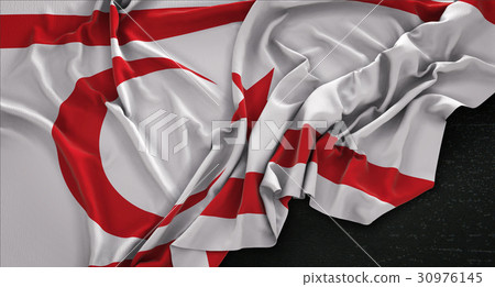 Northern Cyprus Flag Wrinkled On Dark Background Northern Cyprus Flag Wrinkled On Dark Background 30976145