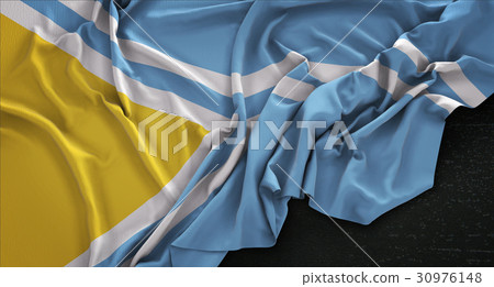 Tuva Flag Wrinkled On Dark Background 3D Render Tuva Flag Wrinkled On Dark Background 3D Render 30976148