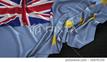 Tuvalu Flag Wrinkled On Dark Background 3D Render Tuvalu Flag Wrinkled On Dark Background 3D Render 30976149