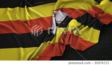 Uganda Flag Wrinkled On Dark Background 3D Render Uganda Flag Wrinkled On Dark Background 3D Render 30976151