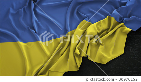 Ukraine Flag Wrinkled On Dark Background 3D Render Ukraine Flag Wrinkled On Dark Background 3D Render 30976152