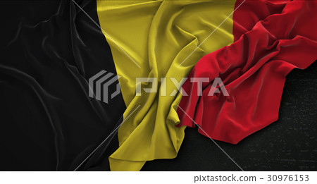 Belgium Flag Wrinkled On Dark Background 3D Render 30976153