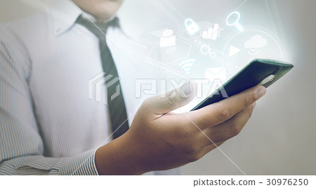 Concept of Smartphone - Asian Businessman Concept of Smartphone - Asian Businessman 30976250
