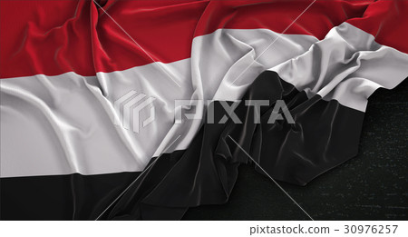Yemen Flag Wrinkled On Dark Background 3D Render 30976257