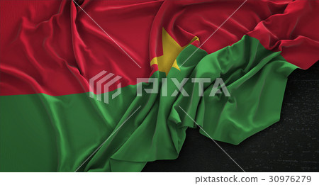 Burkina Faso Flag Wrinkled On Dark Background Burkina Faso Flag Wrinkled On Dark Background 30976279
