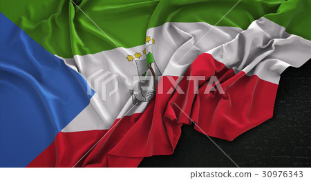 Equatorial Guinea Flag Wrinkled On Dark Background Equatorial Guinea Flag Wrinkled On Dark Background 30976343