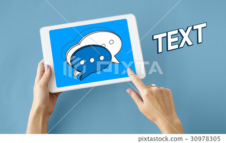 Tablet Chat Bubble Message Social Media Graphic 30978305